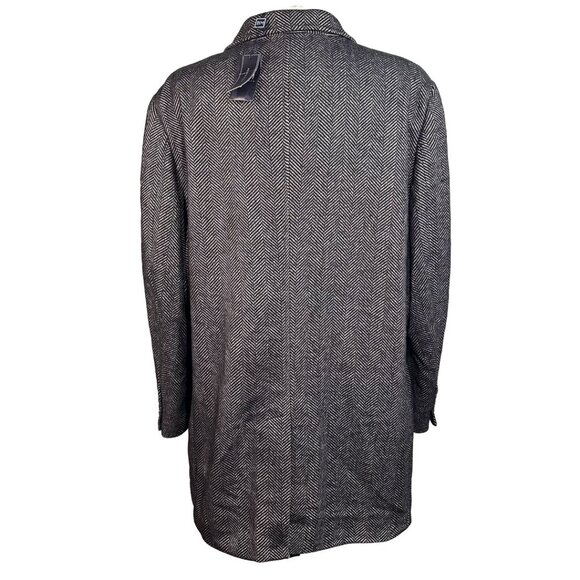 Braveman Men's XXL Herringbone Wool Blend Overcoat Black Gray HR01 Long Coat - Picture 2 of 10